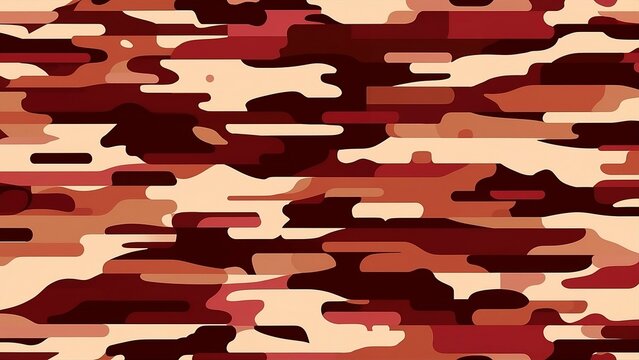 A red and beige camouflage pattern on red, in the style of animated mosaics, light maroon and dark brown  , pointillistic, digital art techniques