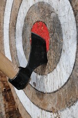 Axe in throwing target