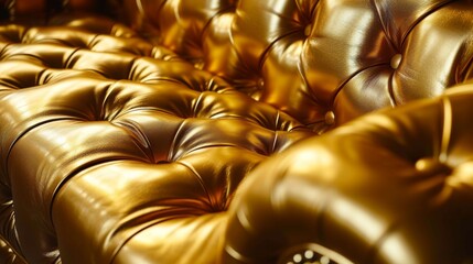 Golden leather sofa decorated with soft buttons