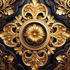 3d Gold and Black Carved Design for Luxury Background