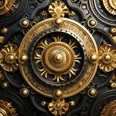 Golden Noir: Luxe Carved Pattern in Black and Gold