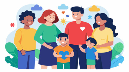 A support group for parents of children with autism providing a safe space for them to connect and share their experiences.. Vector illustration