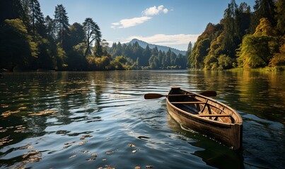 Small Boat Floating on Lake