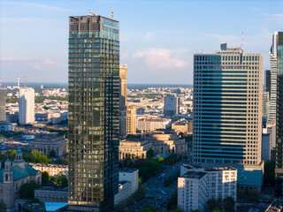 Warszawa, panorama z lotu ptaka.  - obrazy, fototapety, plakaty