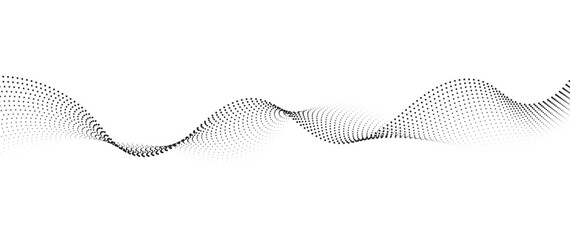 Flowing Dot Wave halftone gradient pattern on transparent background