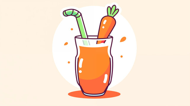 Hand drawn cartoon carrot juice illustration
