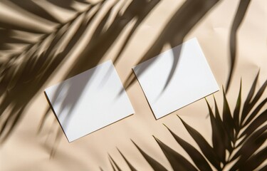 card mockup, Shadow of Palm Fronds on a Beige Background