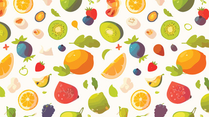 Healthy food pattern with fruits nuts and berries o