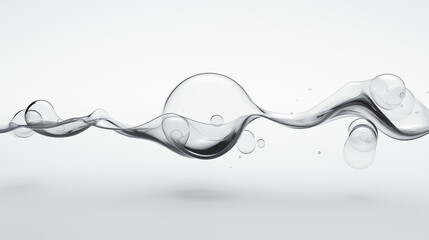 Minimalistic pure flow liquid bubble, white plain background