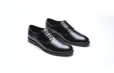 black leather formal shoes isolated on white background