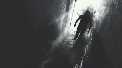Haunting Shadows: Addiction and Despair in the Silence - obrazy, fototapety, plakaty