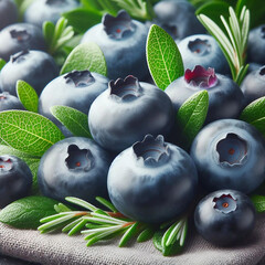 Fresh blueberry with leaves isolated Ai generative. - obrazy, fototapety, plakaty