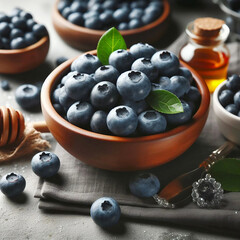 Fresh blueberry with leaves isolated Ai generative. - obrazy, fototapety, plakaty