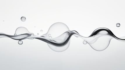 Minimalistic pure flow liquid bubble, white plain background
