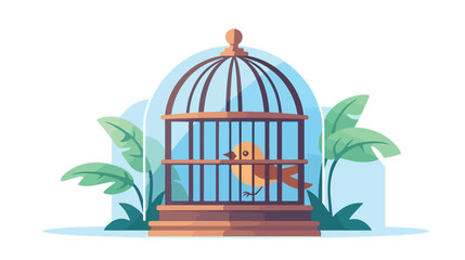Home bird cage. Birdcage icon. Closed locked empty
