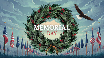Memorial Day USA. Celebrated in the United States in May. Remember and Honor. Poster, card, banner, background design. Generative AI