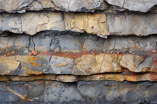 Eroding soil, subsoil and bedrock underground soil layer of cross section earth, erosion ground