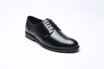 black leather formal shoes isolated on white background