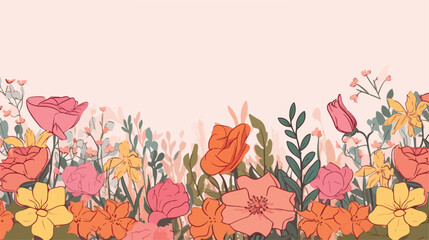 Horizontal background with flowers for advertising