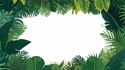 Horizontal background with green tropical leaves of