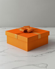 Luxury gift box 3d designed, front view ad mockup, isolated on a white and gray background. - obrazy, fototapety, plakaty