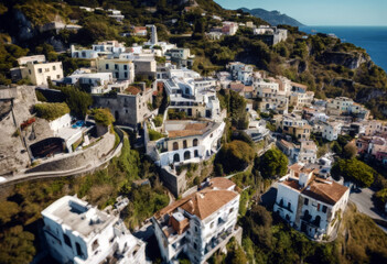 drone ischia view island mountains buildings Business People Car Summer Travel Nature House City Tree Backgrounds Road Architecture Street Thailand Modern Night Europe Day River Cityscape - obrazy, fototapety, plakaty