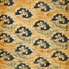 vintage retro pattern Asian style seamless wallpaper pattern - obrazy, fototapety, plakaty
