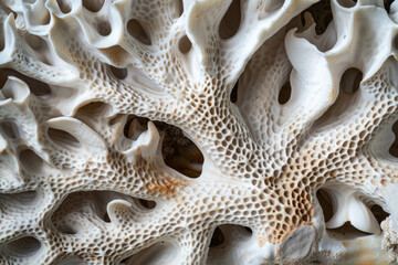 Textured surface of coral skeletons, showcasing intricate structures and calcium carbonate formations. Coral skeleton textures offer a marine-inspired backdrop