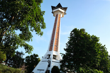 Beautiful architecture of the Baiturrahman Mosque, place of worship for muslim in Semarang...