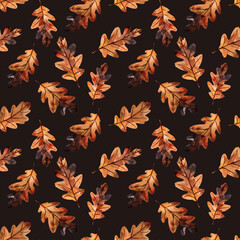 Timeless watercolor autumn leaves motif, a versatile choice for textile, wallpaper, and poster backgrounds - obrazy, fototapety, plakaty