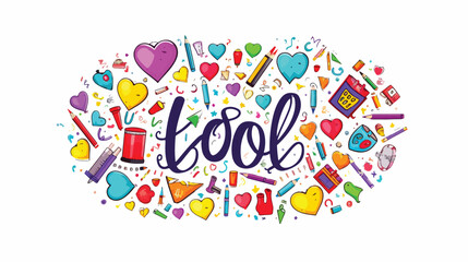 I Love School phrase written with colorful calligra