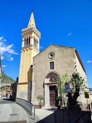 Exterior view of the Chiesa di Sant Antonio di Padova, a Catholic church in the historic center of Taormina, Sicily, Italy.