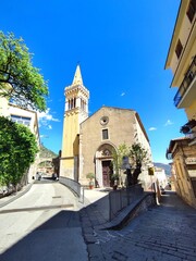 Exterior view of the Chiesa di Sant Antonio di Padova, a Catholic church in the historic center of Taormina, Sicily, Italy.