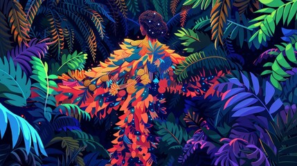 Capture the essence of Birds-eye View Fashion Trends using pixel art, emphasizing vibrant colors and intricate patterns, with a focus on unique silhouettes and textures