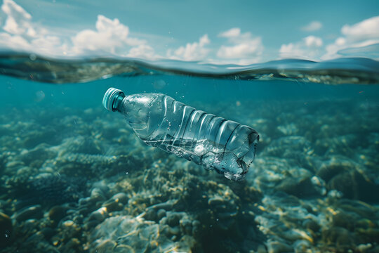 bottle floating in the sea