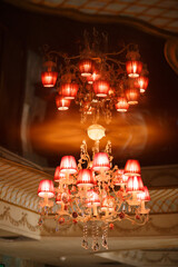 Red chandelier in the banquet hall