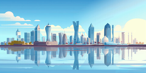 Obraz premium Qatar with its typical sights on a sunny day