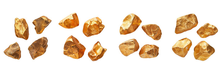  Set of a  Gold nuggets sitting on, transparent