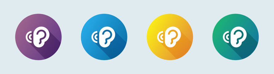 Hearing solid icon in flat design style. Noice signs vector illustration.