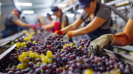 Harvested Grapes Inspection on Conveyor Belt