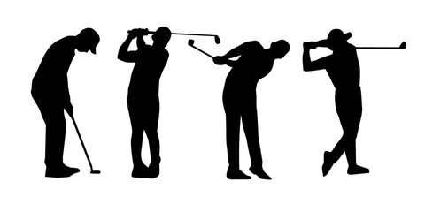 Collection of golf players silhouettes