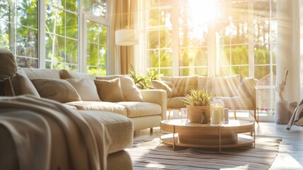 Elegant Interior Design: Bright Living Room with Stylish Furnishings