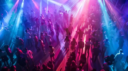 Disco Delight: Enthusiastic Crowd Dancing Under Strobe Lights