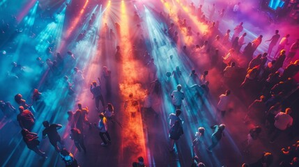 Club Night Euphoria: Aerial View of Dance Floor Radiance