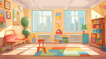 Kindergarten room interior flat vector illustration