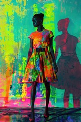 Vibrant Colorful Fashion Portrait in Neon Lights