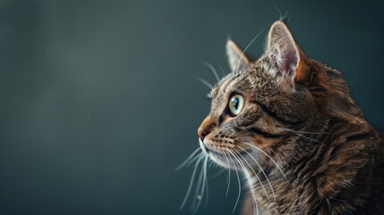 Alert Housecat: Close-Up of a Curious Feline