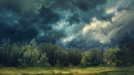 Approaching Storm in the Sky and Forest