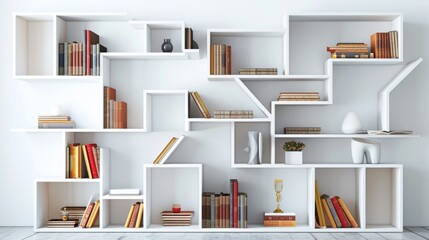 Contemporary Library Wall: Books and DÃ©cor on Stylish Shelves