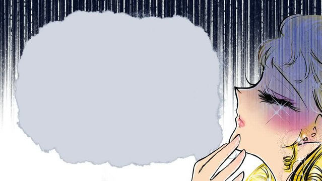 70年代少女漫画びっくり白目の金髪縦ロールのお嬢様と吹き出し
